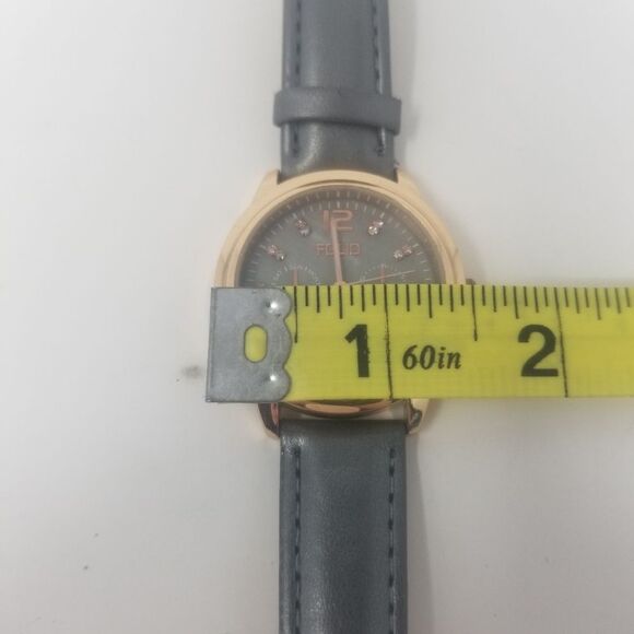 Folio Gold Multi Dial Grey Face Faux Leather Band Gemmed FMDFOL054 Men's Watch - Picture 10 of 12